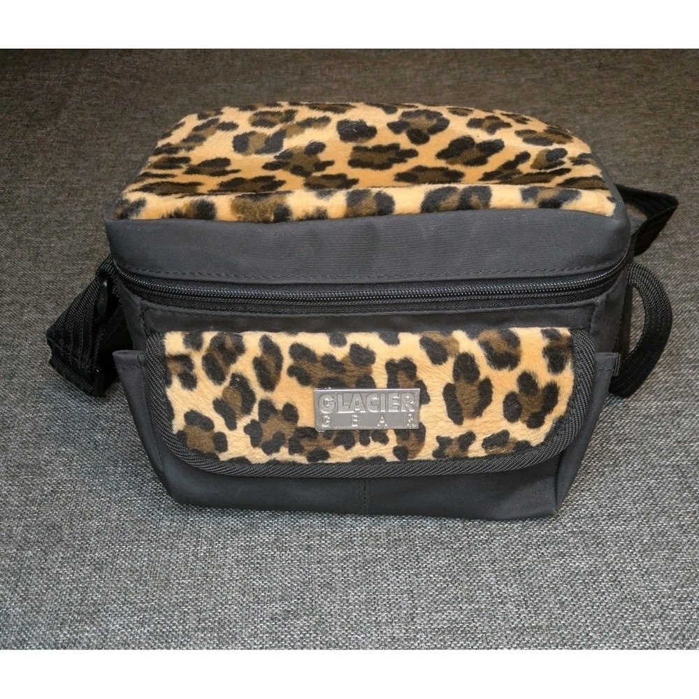 Glacier Gear Leopard Print Thermal Insulated Cooler Lunch Bag w/ Shoulder Strap
